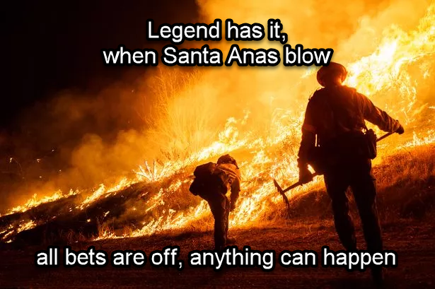 The Holiday "Legend has it, when Santa Anas blow, all bets are off, anything can happen" LA Fire